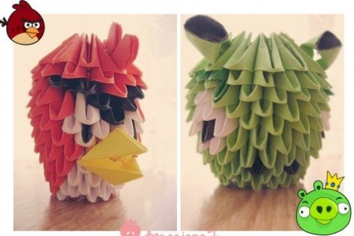 Персонажі Angry Birds з трикутних модулів