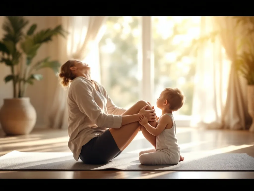 baby yoga practiced with a parent