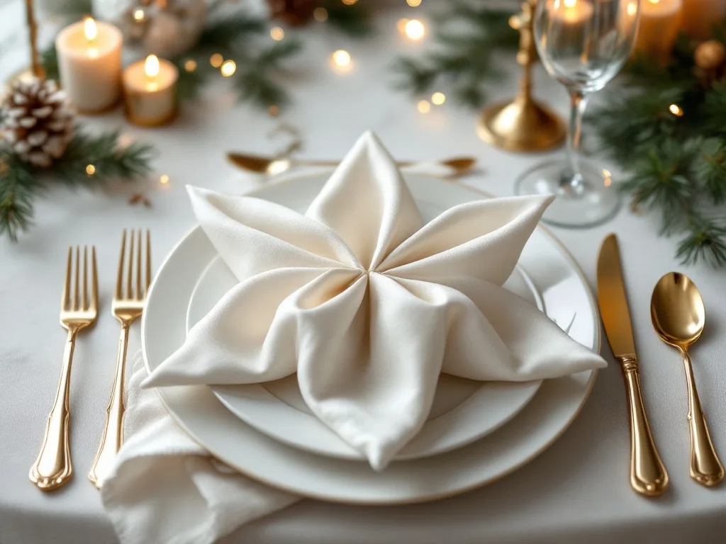 Decoratively folded festive napkins