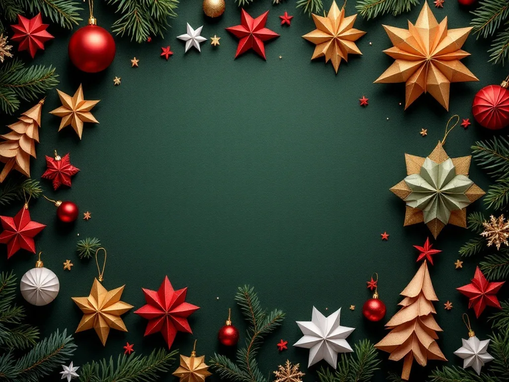 Assorted origami Christmas ornaments