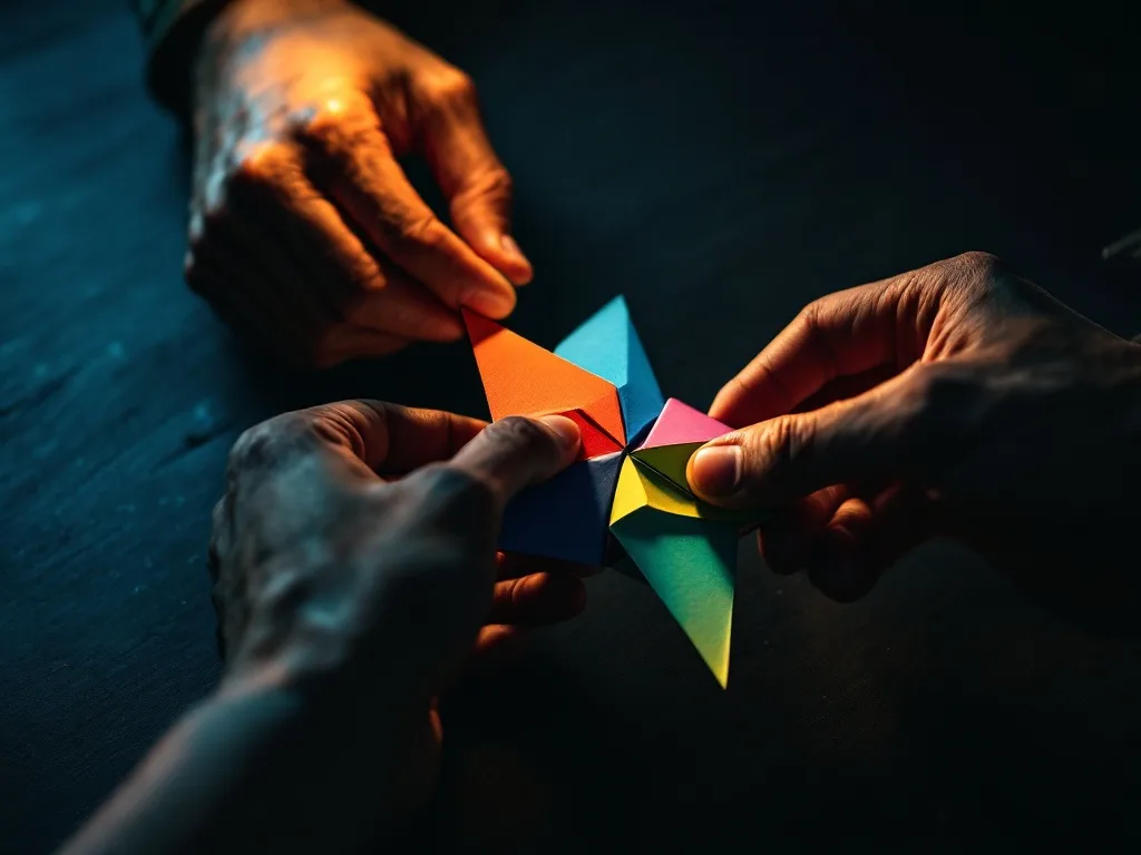 Origami shuriken from two paper strips