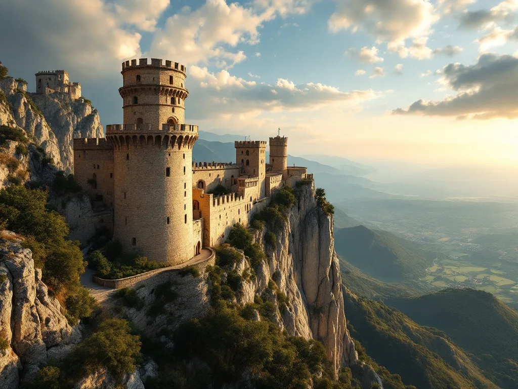 The Three Towers of San Marino (Guaita, Cesta, Montale) on Monte Titano, San Marino