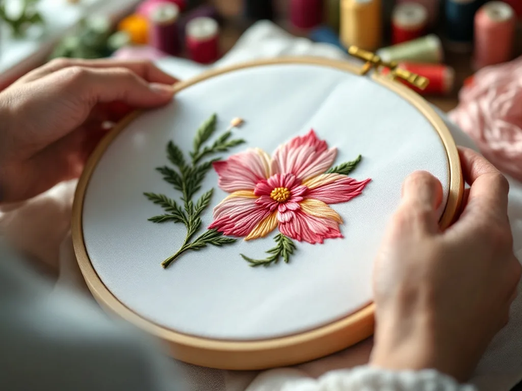 Satin stitch embroidery