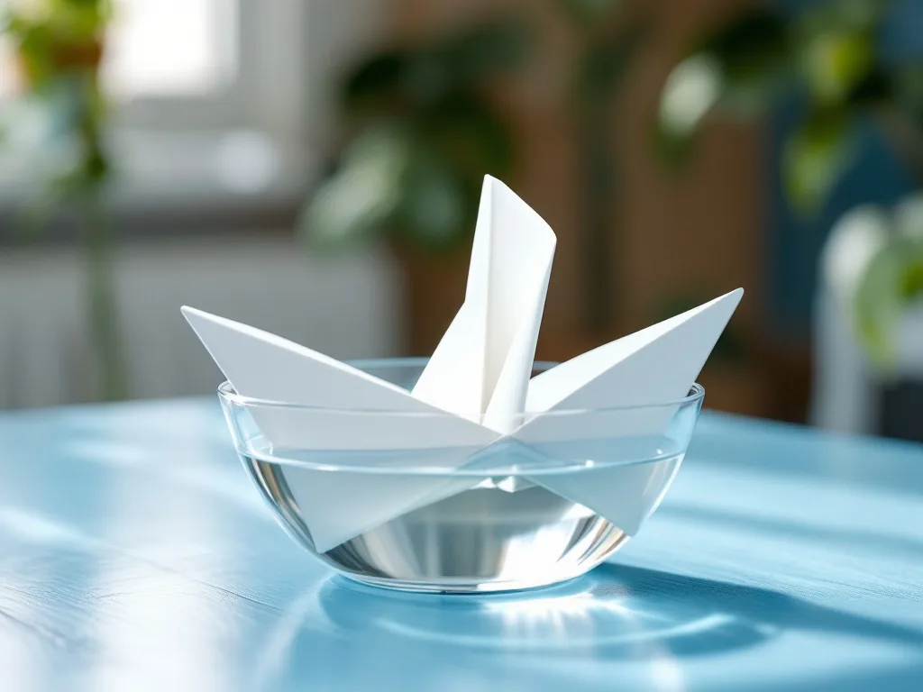 Two-funnel origami paper boat